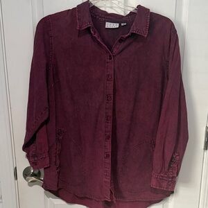Joan Rivers Deep Red Button Down Shirt. Size XLP.